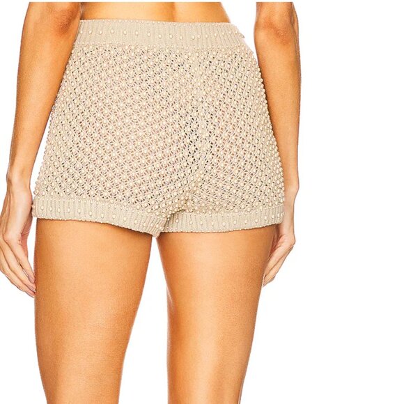 Retrofête Nixie Crochet Pearl-Embellished Knit Micro-Shorts Small - Picture 6 of 9